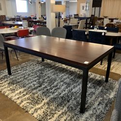 Pottery Barn Dark Wood Metal Base Table