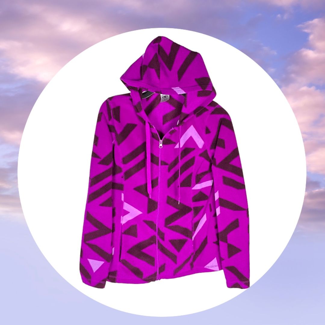 Athletic Works Purples & Black Hoodie Jacket Women Size M 8-10