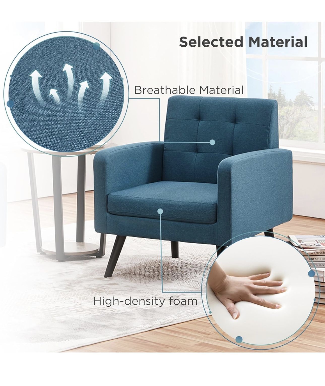 Brand New Accent Chair ( Navy Blue / Yellow Available)