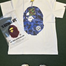 White and blue bape tee