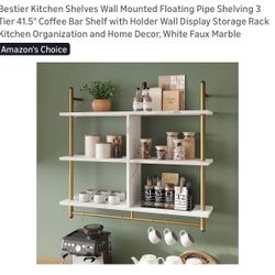 Floating Shelves White Marble 