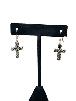 Sterling Ornate Cross Earrings 