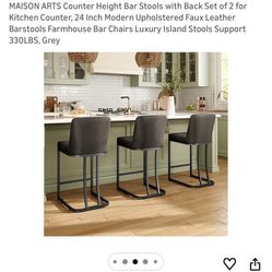 Leather Bar Stools Dark Grey Set Of 2