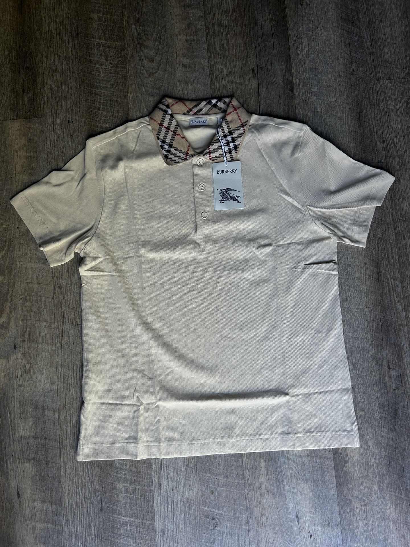 Burberry Check Collar Cotton Polo Shirt Nutmeg