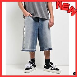 New Men’s 32 Ninth Hall Detain Rhinestoned Embroidered Ultra Loose Rave Shorts Shant