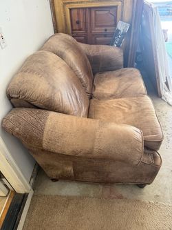 Brown Leather Loveseat Sofa