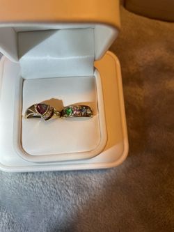 Amethyst, diamond 10k gold ring