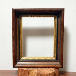 Antique Victorian Thick Wood Deep Set Gold Gilt Trim Frame Fits 8 x 10