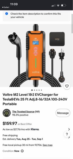 Voltre M2 Portable Level 1&2 EV Charger