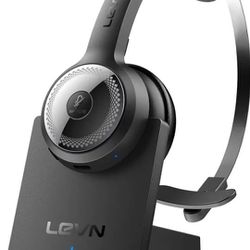 NEW! LEVN Bluetooth 5.0 Headset, Wireless Headset with Microphone (AI Noise Cancelling), 35Hrs Bluetooth Headphones w/ USB Dongle for PC