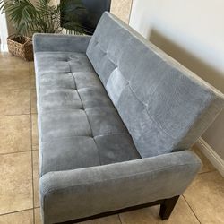 Futon sofa, velvet, blue $60