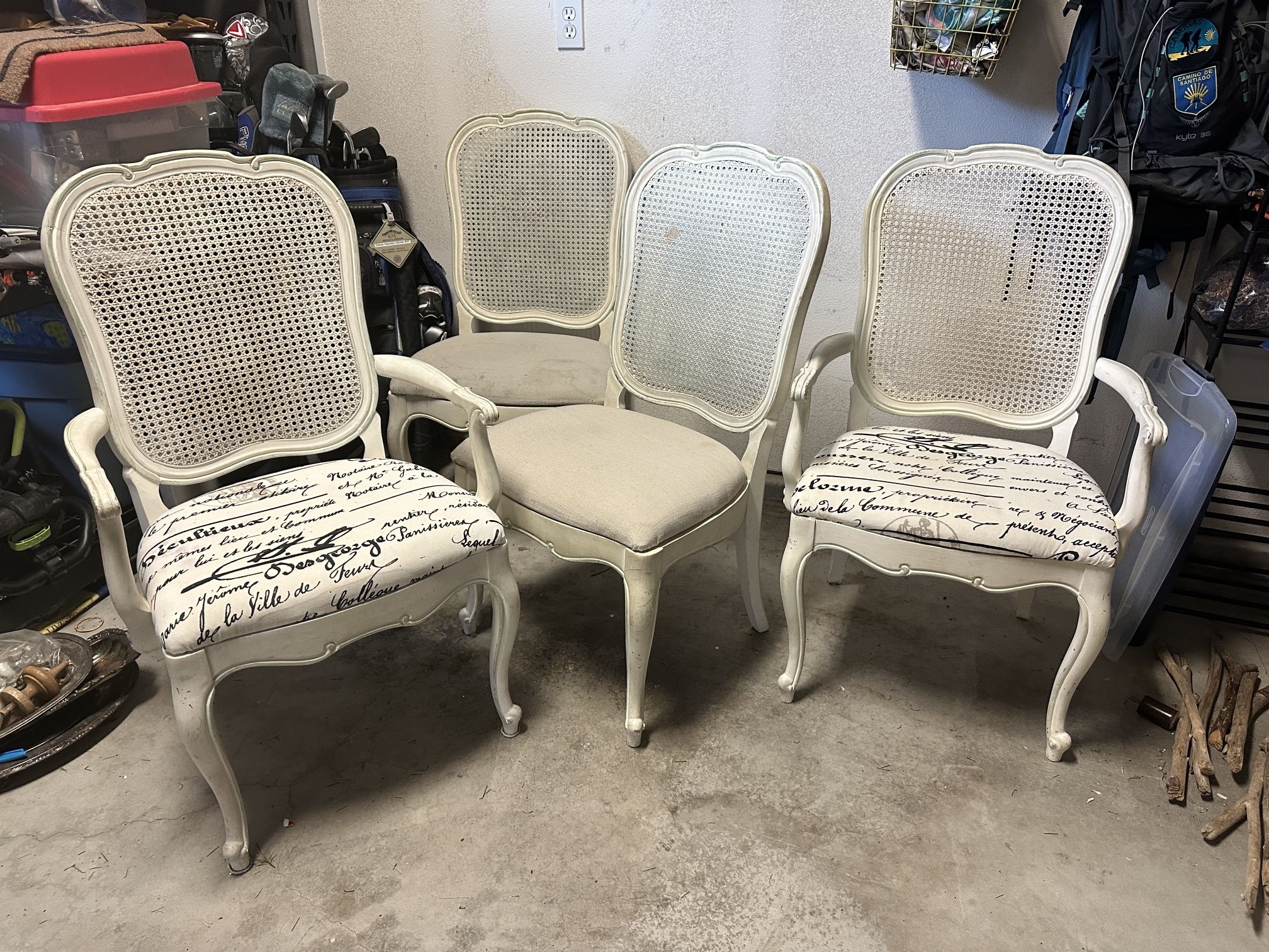 Set of 4 Vintage Cane Back Chairs + Bonus Chair 