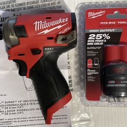 Milwaukee M12 SURGE FUEL impact driver , 2.5HO 120.00 Firm