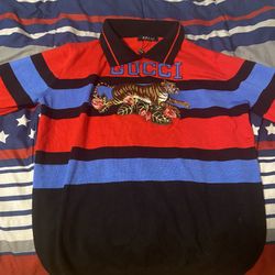 Gucci Polo Tiger And Stripes-Red Blue Black 