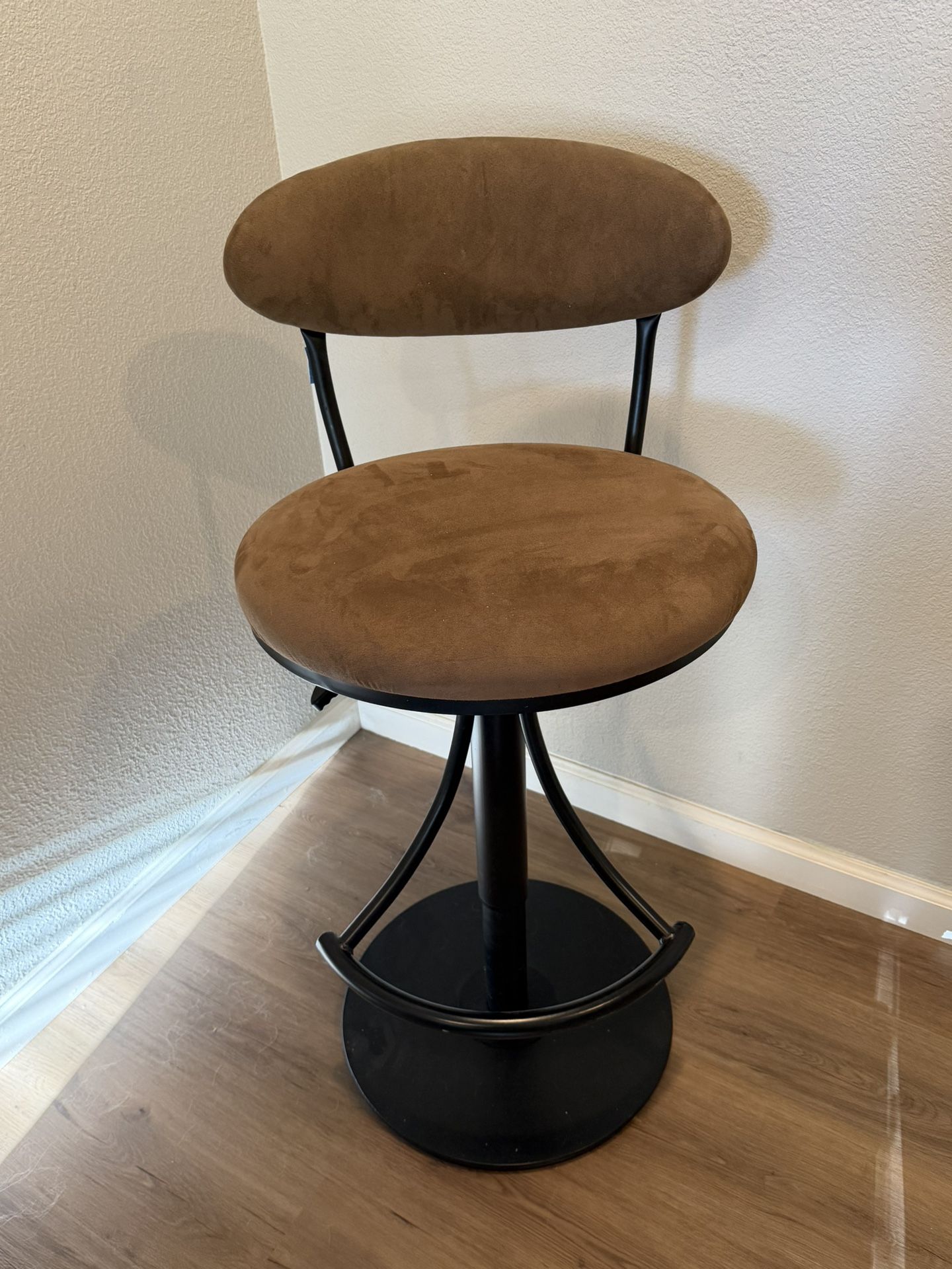 Hillsdale Venus adjustable swivel Bar Stool with brown suede seat