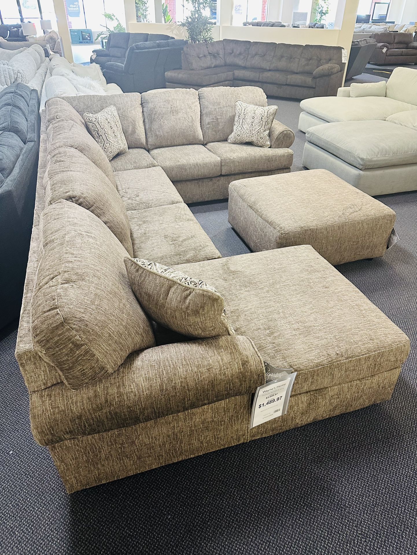 Brand New 3 Pcs Sectional With Ottoman 