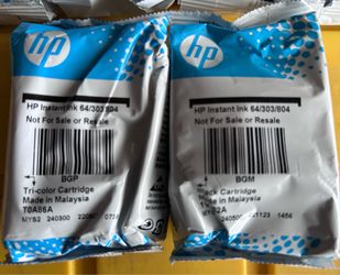 (1) HP Ink 64/303/804 Tri-color (1) Black Printer Cartridge