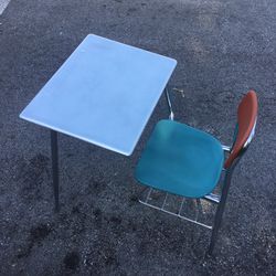 Vintage institutional student desk and chair