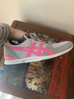 ASICS Grey and Pink stripe sneakers