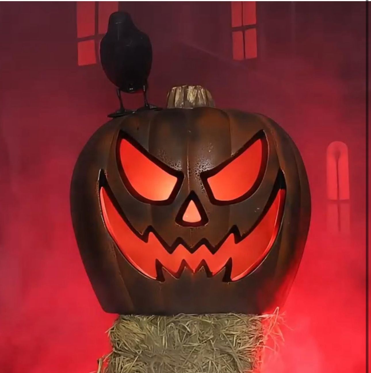 21.5” Tall Light Up And Sound Making Scary Pumpkin Display - Jack-o-lantern - Halloween