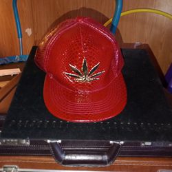 Faux Snake Skin Red Weed Hat