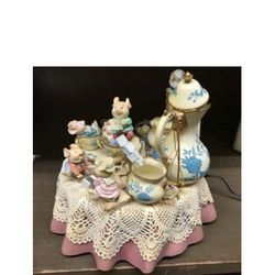 Music Box Mouse Tea Party Figurine Toy Collectible