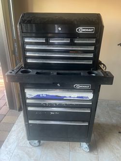 Kobalt Black Rolling Two Piece Tool Cabinet