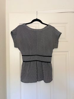 Black and White Striped Peplum Top