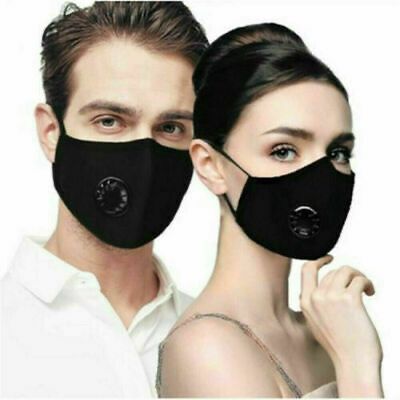 4 Pack Reusable Washable Face Mask With Air Valve + 8 PM 2.5 Carbon Filters
