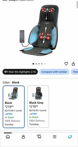 FSA Eligible HSA Approved Shiatsu Neck & Back Massager for Chair Black 2D & 3D Back Massage with Heat & 10 Deep Kneading Nodes, Portable Spot Massage 