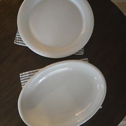 Italian Ceramic Serving Platters (Set of 2) – Made in Italy – Round & Oval