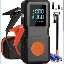 Car Battery Jump Starter with Air Compressor, Portable Jump Pack Fit for 1.5L-8L Gas & Diesel Vehicles (All 12V Batteries Car), Fast Tire Inflation & 