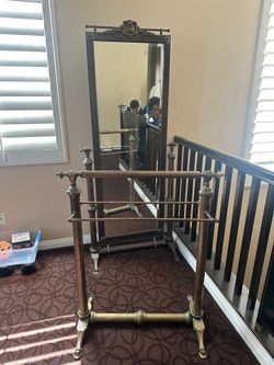 Heavy Brass Mirror & Clothing Rack Set