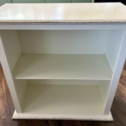 White Wood Bookcase with Vintage / Farmhouse / Cottage Detail
