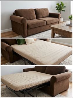 Brown Microfiber Sleeper Sofa with Pull-Out Bed