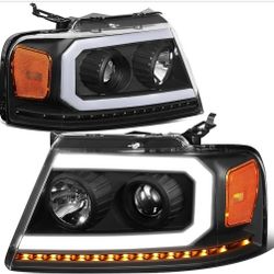04-08 Ford F150 06-08 Lincoln Mark Lt LED DRL Projector Headlights Luces Calaveras Micas Faros Focos Faroles Headlamps 