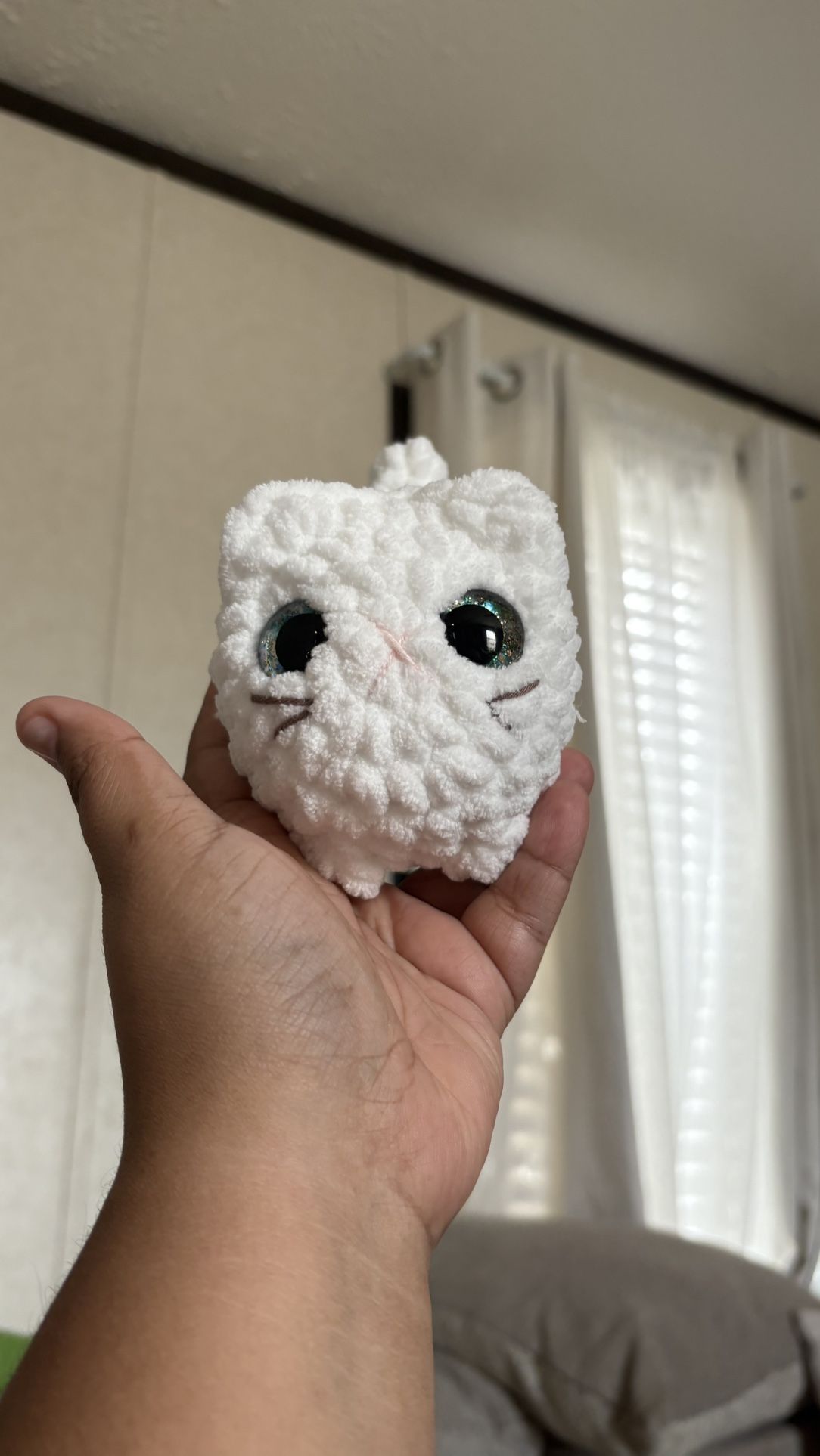 Handmade Crochet White Mini Loaf Kitty