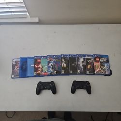 Lot Of 12 PS4 Games and 2 Controllers (Spider-Man, Lego Star Wars, Skyrim, And 9 More!