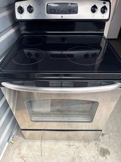 GE stainless steel glass top stove oven