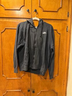 Vintage Y2K Nike Black Full Zip Hoodie L Embroidered Swoosh