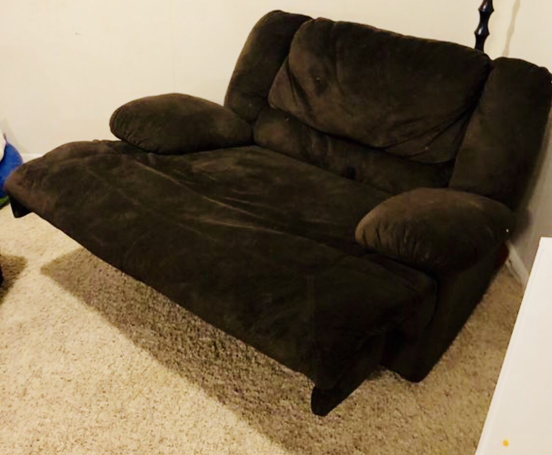Plush Brown Recliner Love Couch