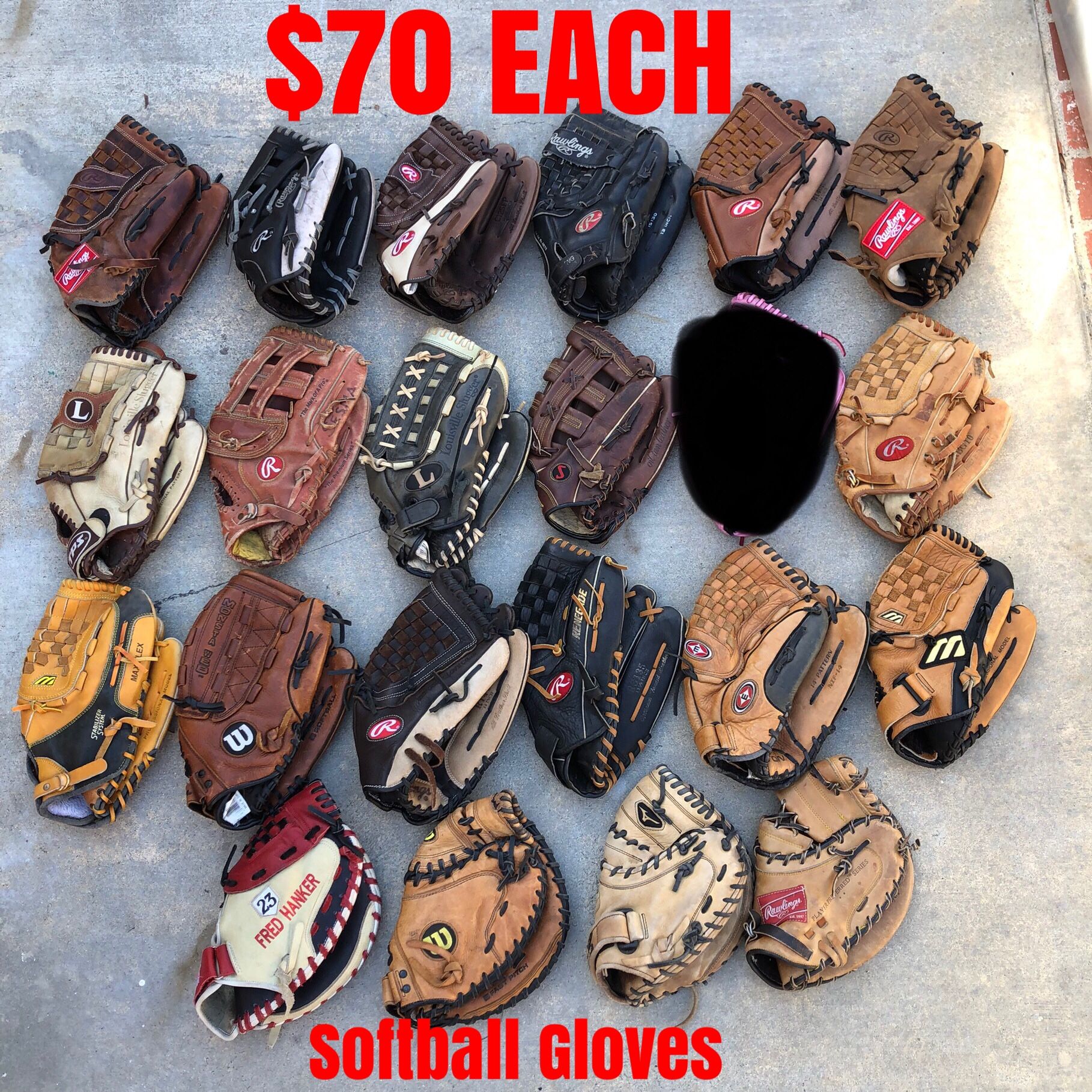 Softballs Gloves Catcher gloves All In Great Condition $70 Each or two for $120 Firm Have More Softball And Baseball Equipment On My Profile Page