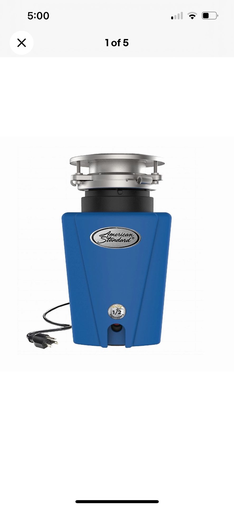 American Standard Elite ASE-50 Economy Garbage Disposal 1/2 HP