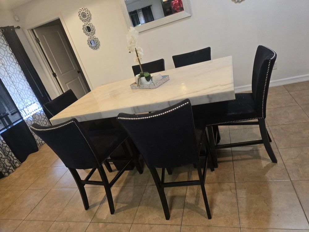 Marble Top 7 Piece Table