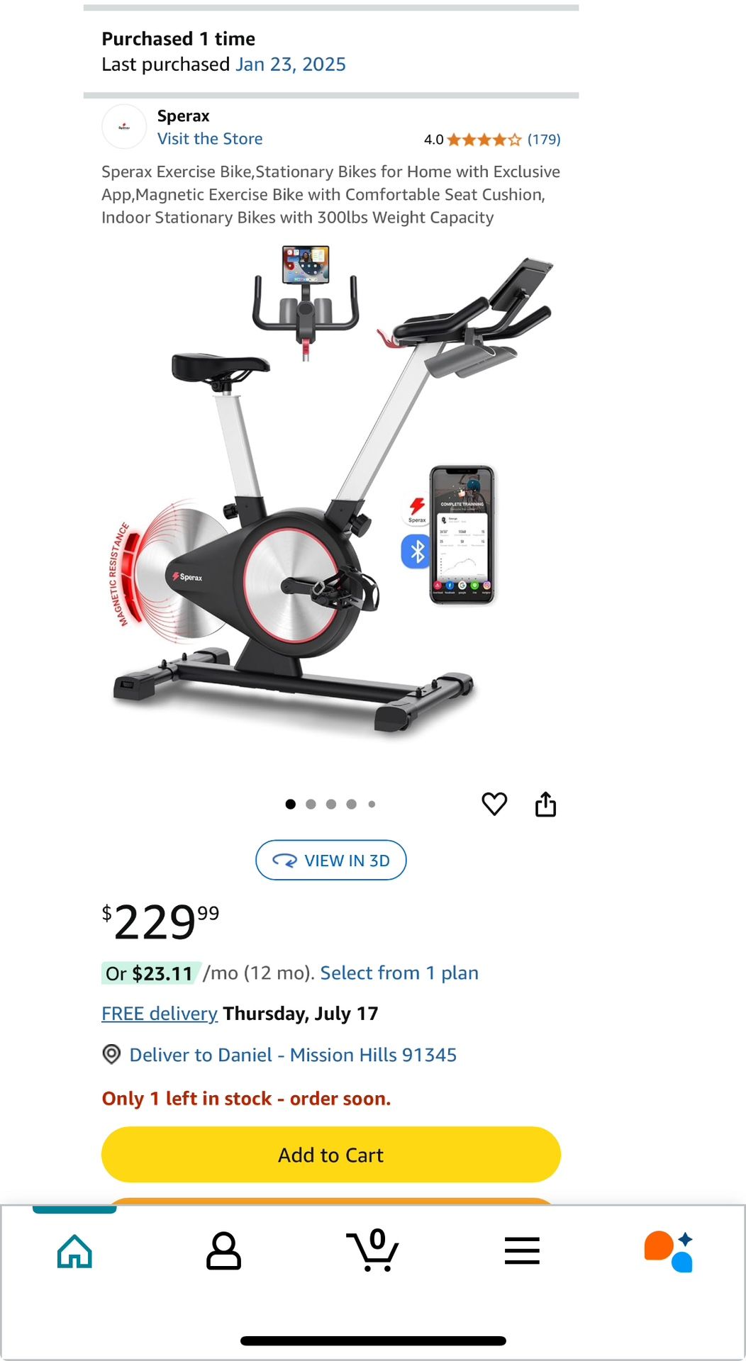 Sperax Exercise Bike, Stationary Bike for Home with Exclusive App, Magnetic Exercise Bike with Comfortable Seat Cushion, Indoor Stationary Bike wit
