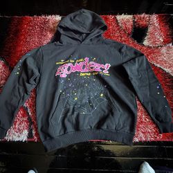 Sp5der P*ink V2 Hoodie Black Pink Size L Authentic