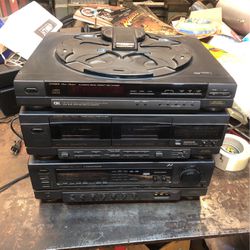 Fisher Stereo System Receiver , Cassette Player ,CD Player Needs Work 