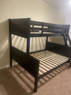 Twin/full bunk bed. Available in espresso & white. Assembly required. Assembly not included. Tax included. Free local delivery. $350 bunk bed only. $5