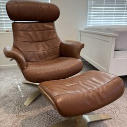 Leather Swivel Chair With Ottoman 