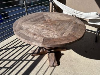 Restoration Hardware 48” Salvaged Wood Trestle Round Dining Table